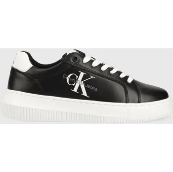 Pánské tenisky Kožené tenisky Calvin Klein Jeans CHUNKY CUPSOLE MONO LTH WN černá barva, YW0YW00823 99A, EUR 40