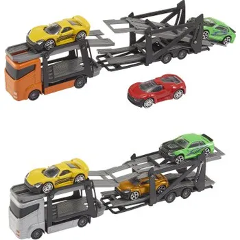 autíčko Teamsterz přepravní náklaďní automobil s autíčky - oranžová kabina