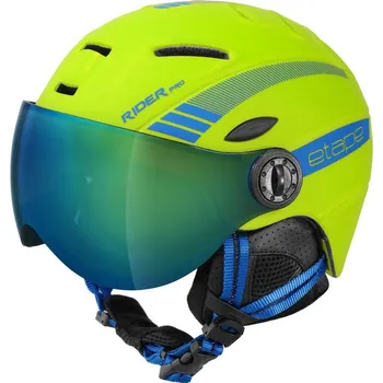 Helma se štítem Etape RIDER PRO, limetková/modrá Velikost: 53-55 cm | S