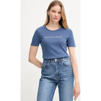 Pánská móda Bavlněné tričko United Colors of Benetton 3GA2E16A2 modrá 95B, vel. M