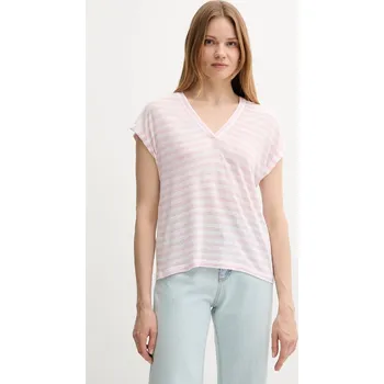 Pánská móda Tričko s příměsí lnu United Colors of Benetton 38O0D10A8 růžová 03X, vel. M