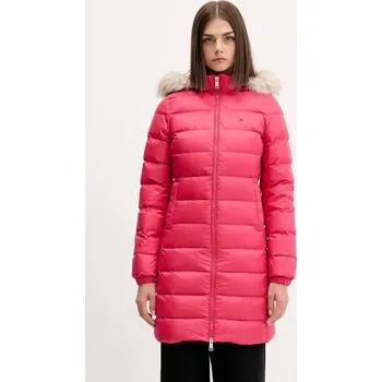 Péřová bunda Tommy Jeans dámská, béžová barva, DW0DW18864 42X, vel. L