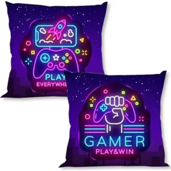 Polštář Dětský potah na polštář 40x40 cm - Gamer Neon