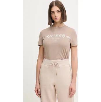 Bavlněné tričko Guess BIBIA V5BI15.KA260 béžová 80X, vel. M
