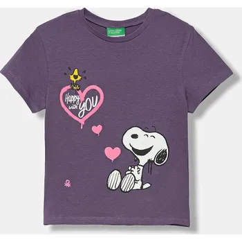 Dětské bavlněné tričko United Colors of Benetton fialová barva, 3X1SG10JV 3X1SG10JV.P.seasonal 45X, vel. 116