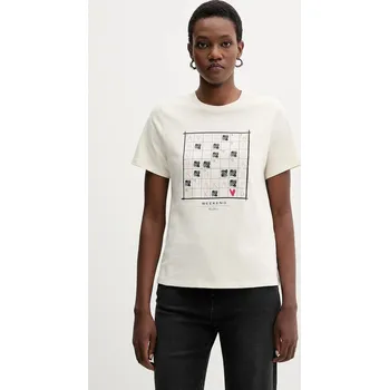 Pánské tričko Bavlněné tričko Weekend Max Mara CLOWN 2525976012600 béžová 01A, vel. L