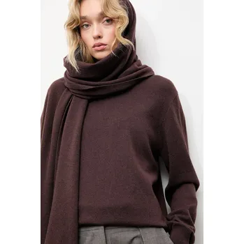 Dámský svetr Svetr z merino vlny se šálou Answear.LAB dámský, hnědá barva WA25-SWD028 89X, vel. S