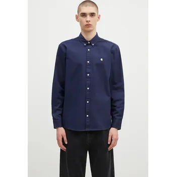 Pánská košile Bavlněná košile Carhartt WIP Longsleeve Madison Shirt tmavomodrá barva, regular, I023339.2E2XX, M, 59X