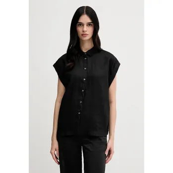 Pánská košile Lněná košile United Colors of Benetton 5BMLDQ06V černá 99X, vel. XS