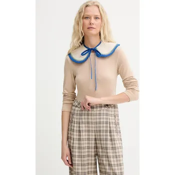 Šála Ozdobný límec z džínoviny Renewed creative upcycling denim.collar.upc béžová 02M, vel. ONE SIZE