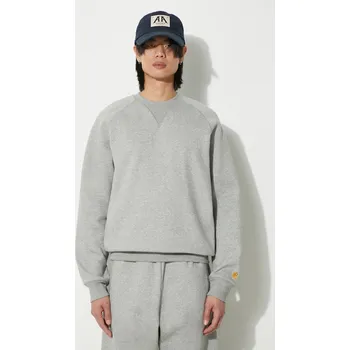 Pánská mikina Mikina Carhartt WIP Chase Sweat pánská, šedá barva, melanžová, I033660.00MXX, XL, 90X