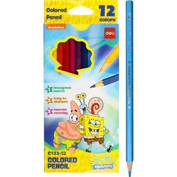 Pastelky šestihranné Deli Spongebob, EC133-12, 12 barev