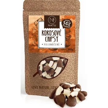 Natu Kokosové chipsy polomáčené 50% hořká čokoláda 140g