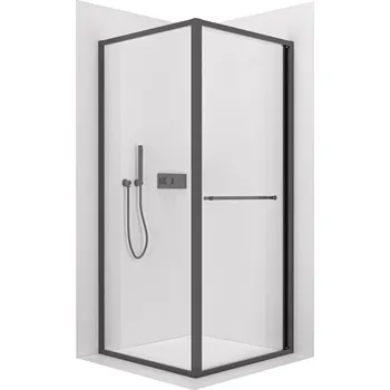 CERANO - Sprchový kout Versaro L/P - 6 mm - černá matná, transparentní sklo - 80x90 cm - zasouvací