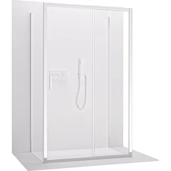 CERANO - Třístěnný sprchový kout Varone LINE U L/P - 6 mm - černá matná, mléčné sklo - 90x90 cm - posuvný