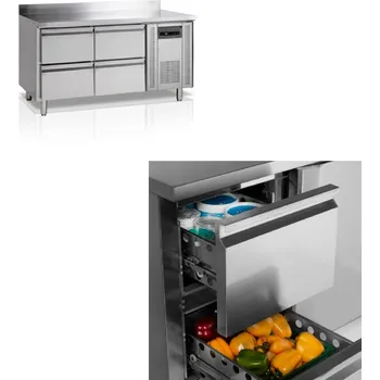 TEFCOLD Chladicí Stůl Nerez CK 7240 + AKCE | se Zásuvkami, š. 136 cm, 4 Šuplík, GN1/1, se zadním lemem, Servis ČR