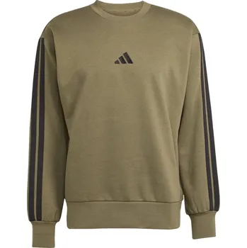 Pánský svetr adidas Essentials 3-Stripes Fleece Sweatshirt Mens Olive Strata S