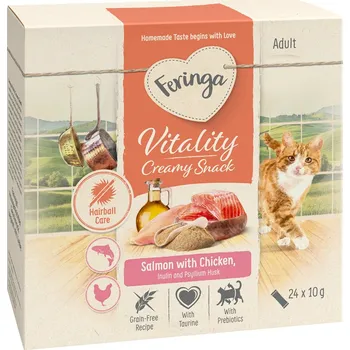 Krmivo pro kočku 24x10g Feringa Vitality Creamy Snacks - losos s kuřecím