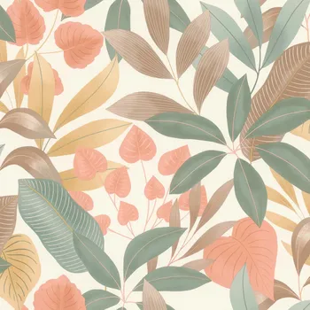 Tapeta RASCH | Vliesová tapeta na zeď Beltesto 794113 | 0,53 x 10,05 m | bílá, béžová, hnědá, okrová, oranžová, zelená, vining ivy, zlatá, vícebarevná + Bílá, béžová, hnědá, okrová, oranžová, zelená, vining ivy, zlatá, vícebarevná vliesová tapeta na stěnu 794113