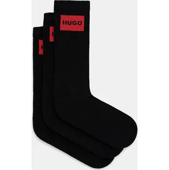 Pánské ponožky Ponožky HUGO 3P QS RIB LABEL CC 3-pack pánské, černá barva, 50531515 99X, vel. 39-42