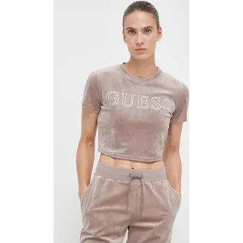 Dámské tričko Velurové tričko Guess COUTURE V3BI01.KBXI2 růžová 39X, vel. XL