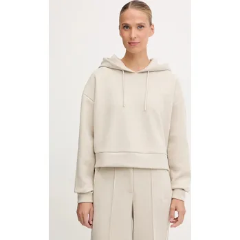 Dámská mikina Mikina s příměsí vlny Guess MURIEL dámská, béžová barva, s kapucí, s aplikací, V5BQ14 KCX52 V5BQ14.KCX52 80X, vel. XXS