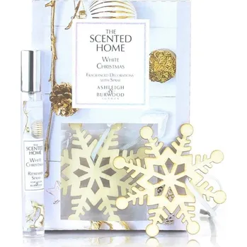 Ashleigh & Burwood Sada dřevěných vloček s vůní WHITE CHRISTMAS se sprejem