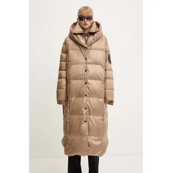 Péřová bunda MMC STUDIO MILA dámská, béžová barva, zimní, oversize MILA.COAT 80X, vel. ONE SIZE