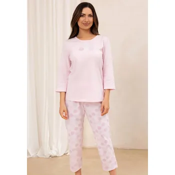 Dámské pyžamo Regina 702 růžové dámské dlouhé pyžamo 3/4