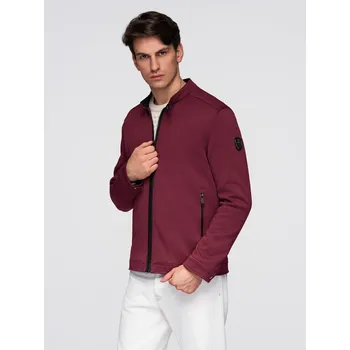 Pánská casual bunda Ombre Men's structured fabric biker jacket Ombre bílá | světle modrá | tmavě červená 3460161