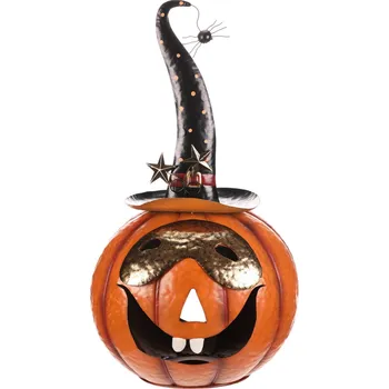 Dýně strašidelná - kovová dekorace, oranžová - KOC516
