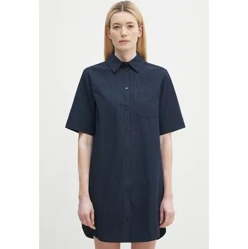 Dámské šaty Bavlněné šaty Samsoe Samsoe SATINA tmavomodrá barva, mini, F25200080, S, 59X