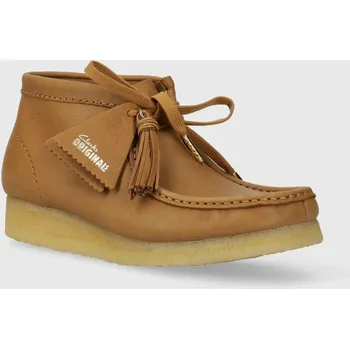 Dámské polobotky Kožené polobotky Clarks Originals Wallabee Boot dámské, hnědá barva, na plochém podpatku, 26175840, 38, 82X
