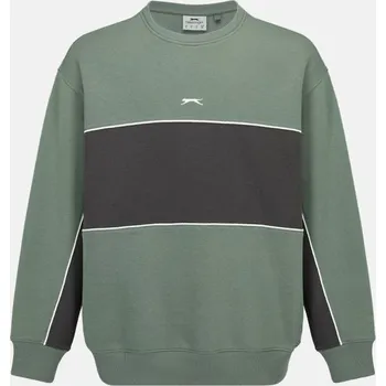 Pánský svetr Slazenger Fleece Sportswear Crew Sweat Mens Laurel/Grey S