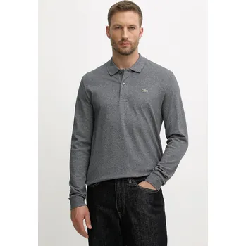 Bavlněné tričko s dlouhým rukávem Lacoste šedá barva, L1313, L, 90X