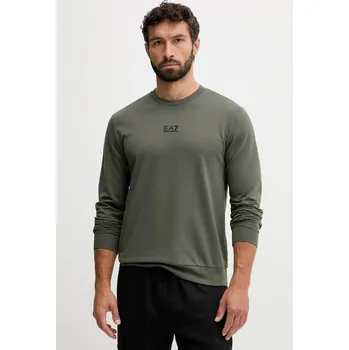 Pánská mikina Bavlněná mikina EA7 Emporio Armani pánská, černá barva, hladká, PJVRZ.8NPM30 97X, vel. XXL