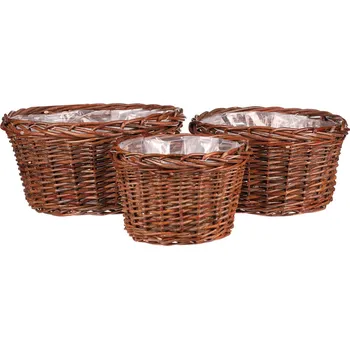 Stojan na květiny Autronic Obal na květiny - proutí, kulatý, cena za sadu 3 ks - PRP306