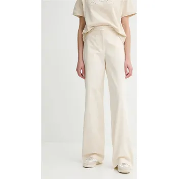 Dámské kalhoty Bavlněné kalhoty A.P.C. pantalon margaret dámské, béžová barva, široké, high waist, COHFU.F08476 01X, vel. 34
