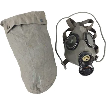 Karnevalová maska Plynová maska FM3 CO1 Československo originál Varianta: poškozená maska a taška (Postapo)