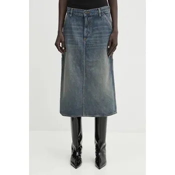 Dámská sukně Bavlněná sukně Carhartt WIP W' Single Knee Skirt modrá barva, midi, I034224.014Q, XS, 50X