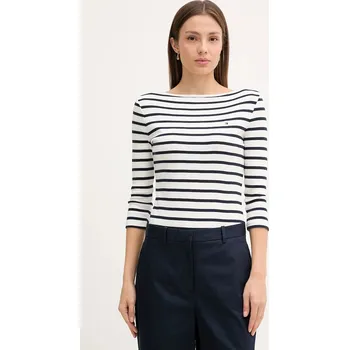 Bavlněné tričko s dlouhým rukávem Tommy Hilfiger WW0WW40589 námořnická modř 59D, vel. M