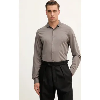 Pánská košile Bavlněná košile Armani Exchange pánská, šedá barva, regular, s klasickým límcem, XM001370 AF10364 XM001370.AF10364 90X, vel. S