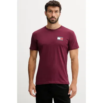 Bavlněné tričko Tommy Jeans DM0DM20740 burgundské 83X, vel. M