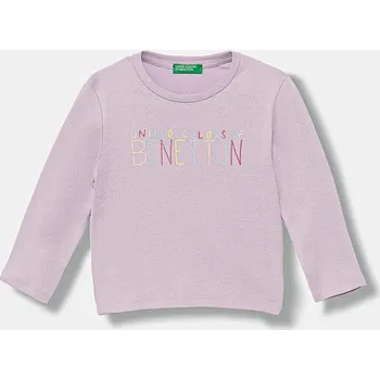 Chlapecké tričko Dětské bavlněné tričko s dlouhým rukávem United Colors of Benetton fialová barva, 3I9WG10JS 3I9WG10JS.P.seasonal 04X, vel. 82