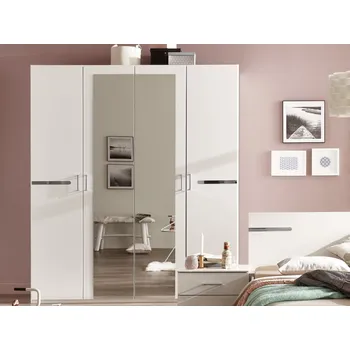 Šatní skříň Šatní skříň se zrcadly Anna, 180 cm, bílá