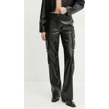 Dámské kalhoty Kalhoty Guess KORI dámské, černá barva, jednoduché, high waist, W4YB11 WF8Q0 W4YB11.WF8Q0 99A, vel. M