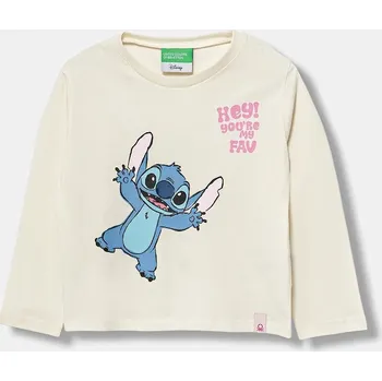 Chlapecké tričko Dětské bavlněné tričko s dlouhým rukávem United Colors of Benetton 35RYG10KC.P.seasonal béžová 01X, vel. 104