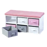 Kesper Lavice s šesti látkovými boxy, 38 x 68 x 29,5 cm, bílá/šedá/růžová 17739