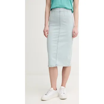 Dámská sukně Džínová sukně United Colors of Benetton modrá barva, midi, áčková, 4ORHD004O 50X, vel. 36