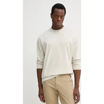 Pánské tričko Bavlněné tričko s dlouhým rukávem BOSS C-Tubby 11 50531331 béžová 01X, vel. XXL